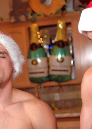 Gay next-door buddies having wild group anal sex & jerking off on Xmas