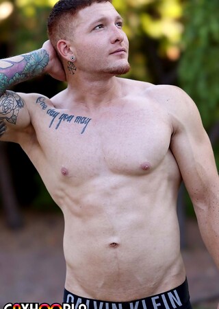 Tatted Jeremiah Cruz Oils Up His Uncut Cock And Rubs One Off!