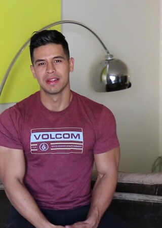 Buff Bodybuilder Mario Cortez Jerks His Uncut COCK